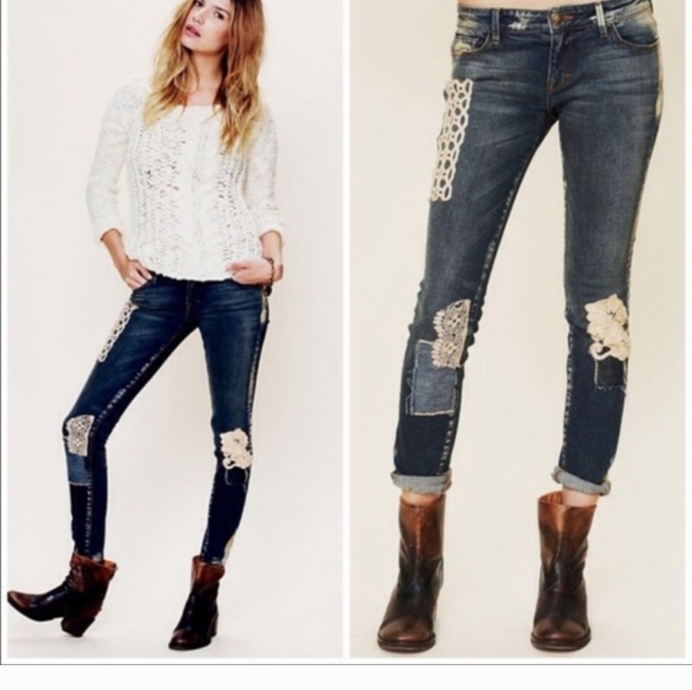 Free People Artisan De Luxe Patchwork Jeans. Sixe 28